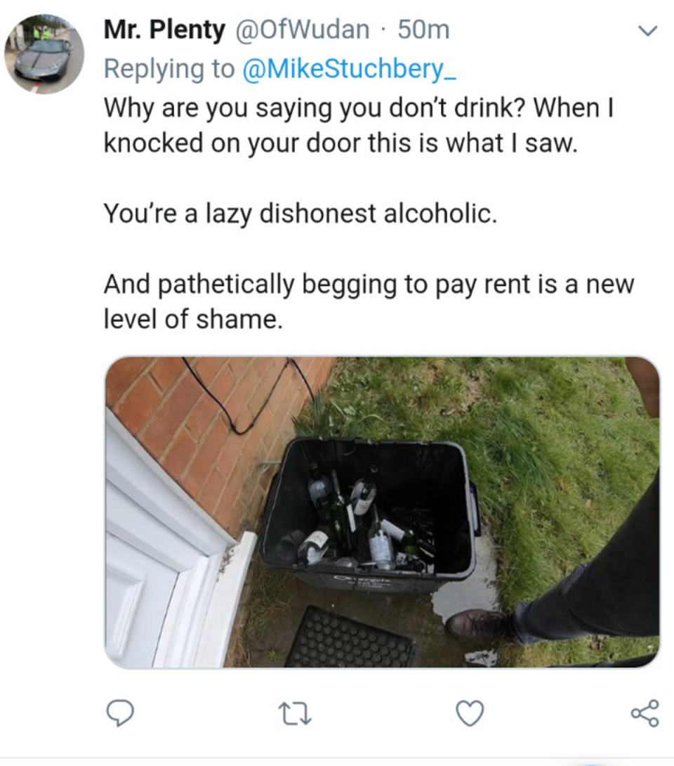Andrew Tate on a former Twitter account taking photos outside of Mr Stuchbery’s home (Screengrab)