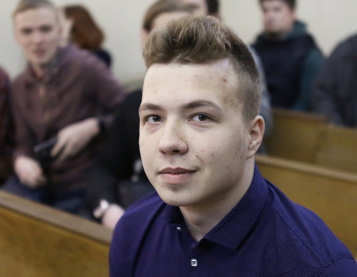 Opposition blogger and activist Roman Protasevich’s flight was ordered to land in Minsk (Reuters)
