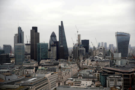 A view of the London skyline shows the City of London financial district, seen from St Paul's Cathedral in London, Britain February 25, 2017. REUTERS/Neil Hall//Files