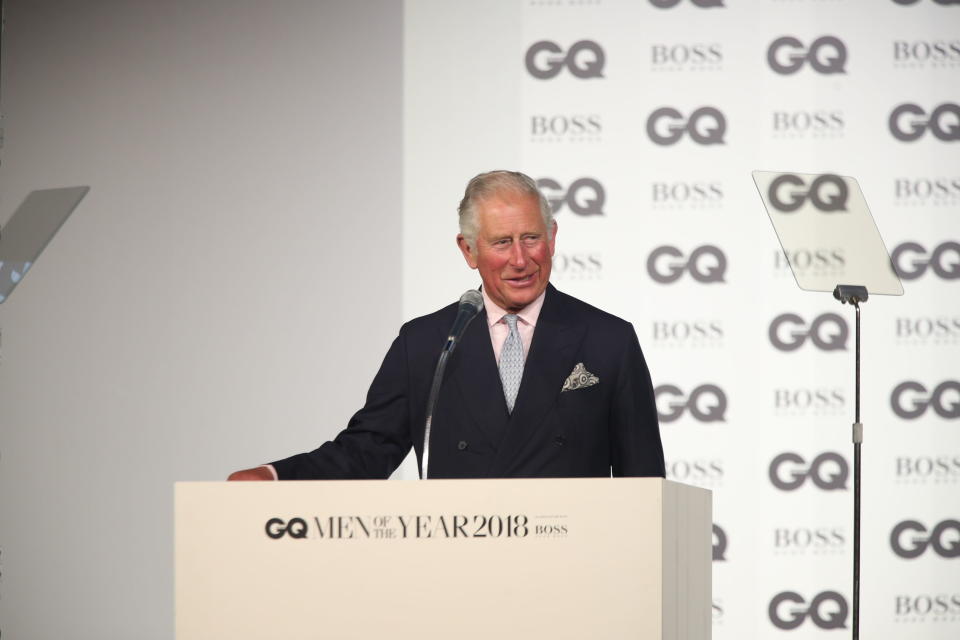 Prince Charles receives his Lifetime Achievement at the GQ Awards. (PA)