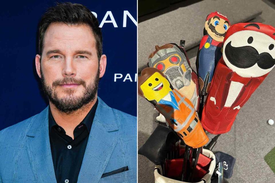 <p>Gotham/WireImage; Chris Pratt/Instagram</p> Chris Pratt and his custom golf covers 