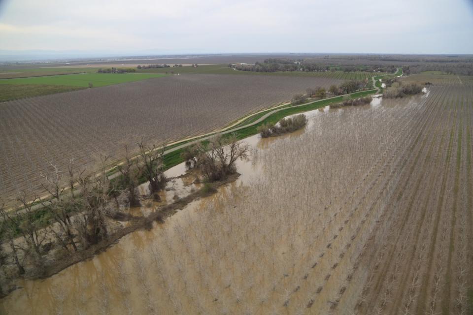 Flooded agricultural fields in California on March 27, 2023.