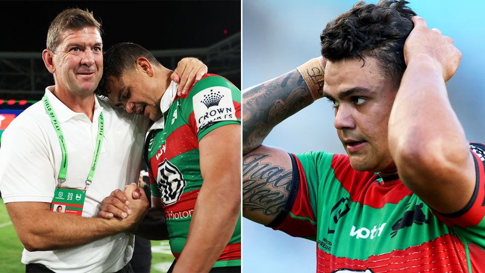 Latrell Mitchell (pictured) will most likely miss the Rabbitohs' next three games after a ban, which could spell disaster for the club starting 1-4 in 2024. (Getty Images)