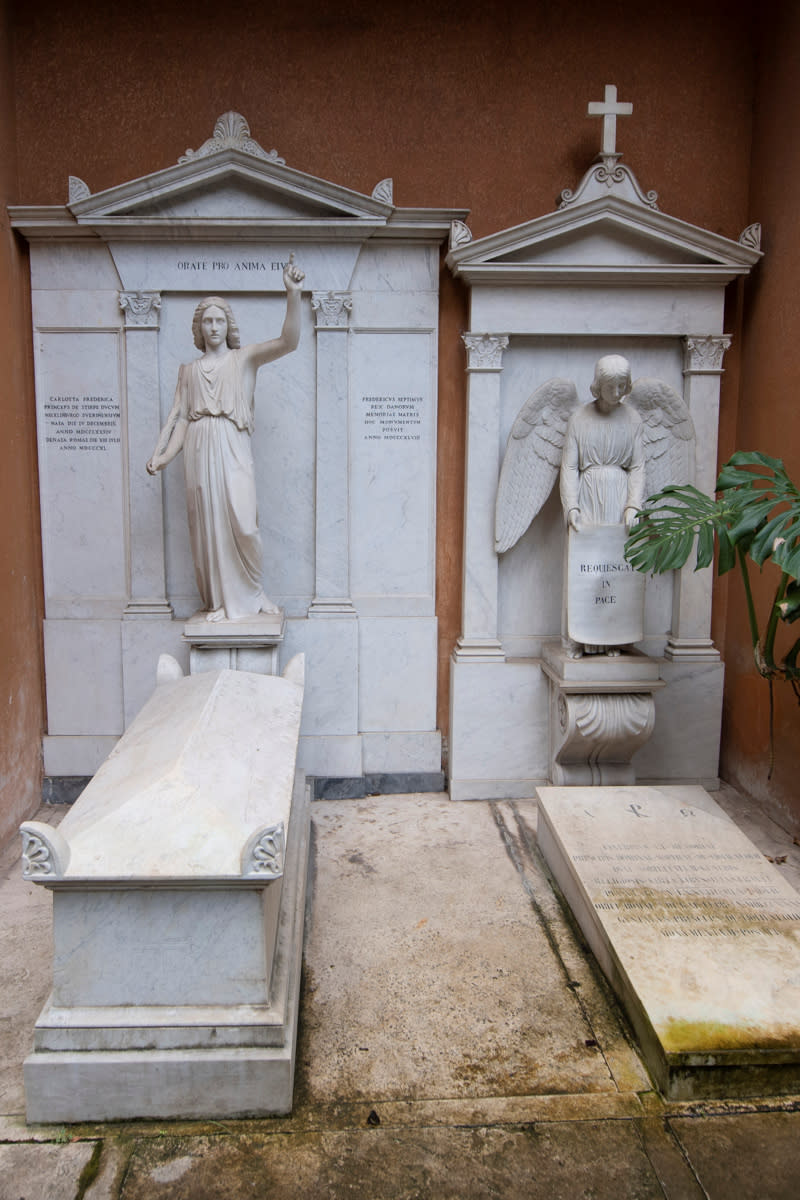 Pictured are the tombs in a cemetery on the Vatican's grounds before they were opened to test the DNA of bones to help solve the 36-year-old disappearance of Emanuela Orlandi..