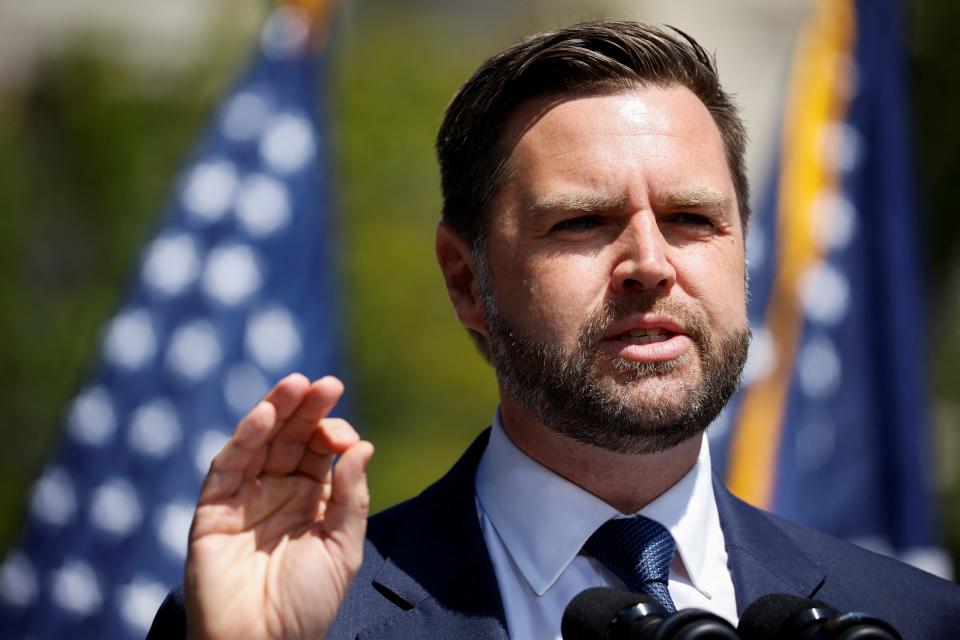 Republican vice presidential nominee JD Vance campaigns in Kenosha, Wis., on Aug. 20, 2024.