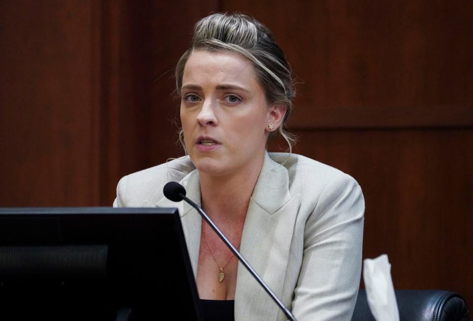 Whitney Henriquez, sister of actress Amber Heard testifies at the Fairfax County Circuit Courthouse in Fairfax, Va., Wednesday, May 18, 2022.