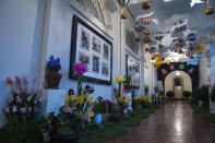 Decorations for the White House Easter Egg Roll adorn the East Colonnade of the White House, Thursday, March 28, 2024, in Washington. (AP Photo/Evan Vucci)