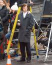 Lucas Hedges sports a confused look on Thursday while hitting the set of his new project <em>French Exit</em> in Montreal.