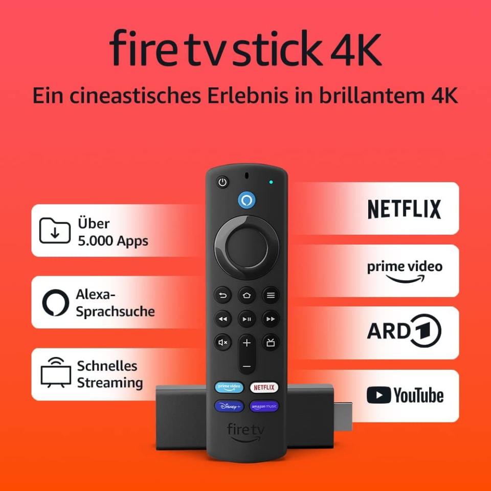 Fire TV Stick 4K mit Alexa-Sprachfernbedienung (mit TV-Steuerungstasten)