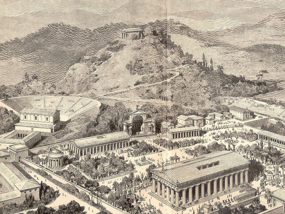 An artist's impression of ancient Olympia