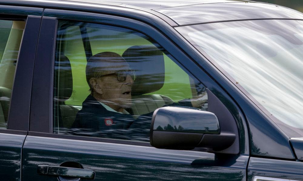The Duke of Edinburgh driving a car