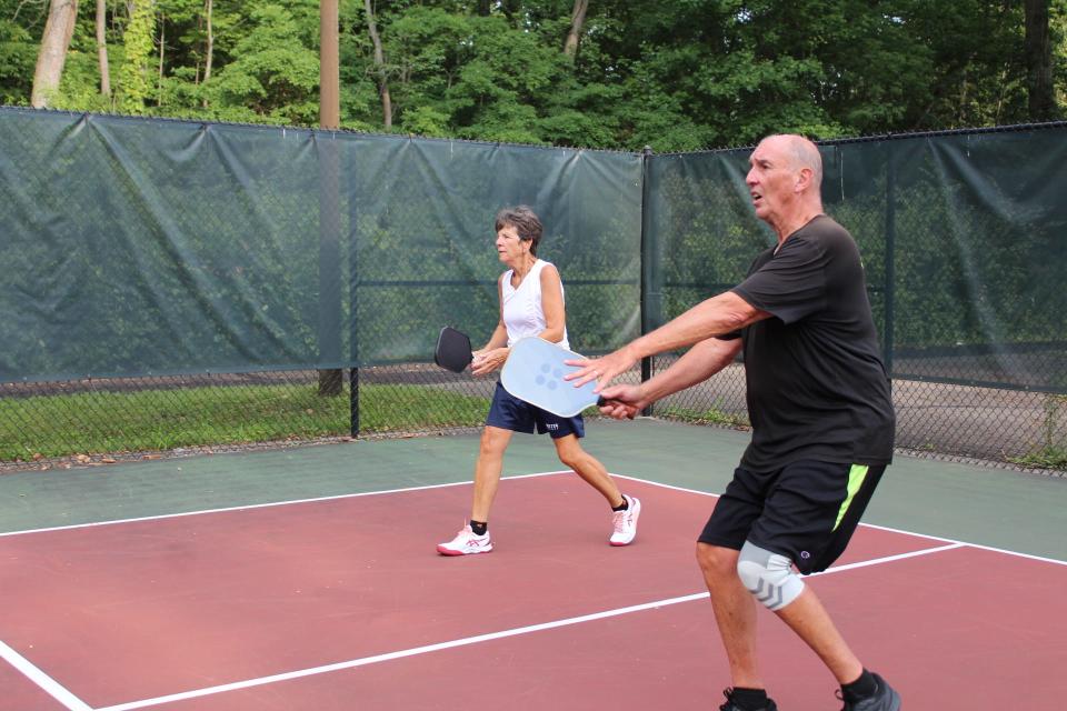 Players participating in pickleball at the National Senior Games