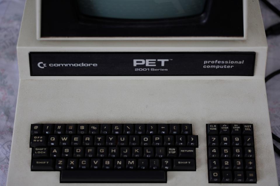 This is an old Commodore PET computer that competed against rivals Apple and Tandy in the late 1970s.