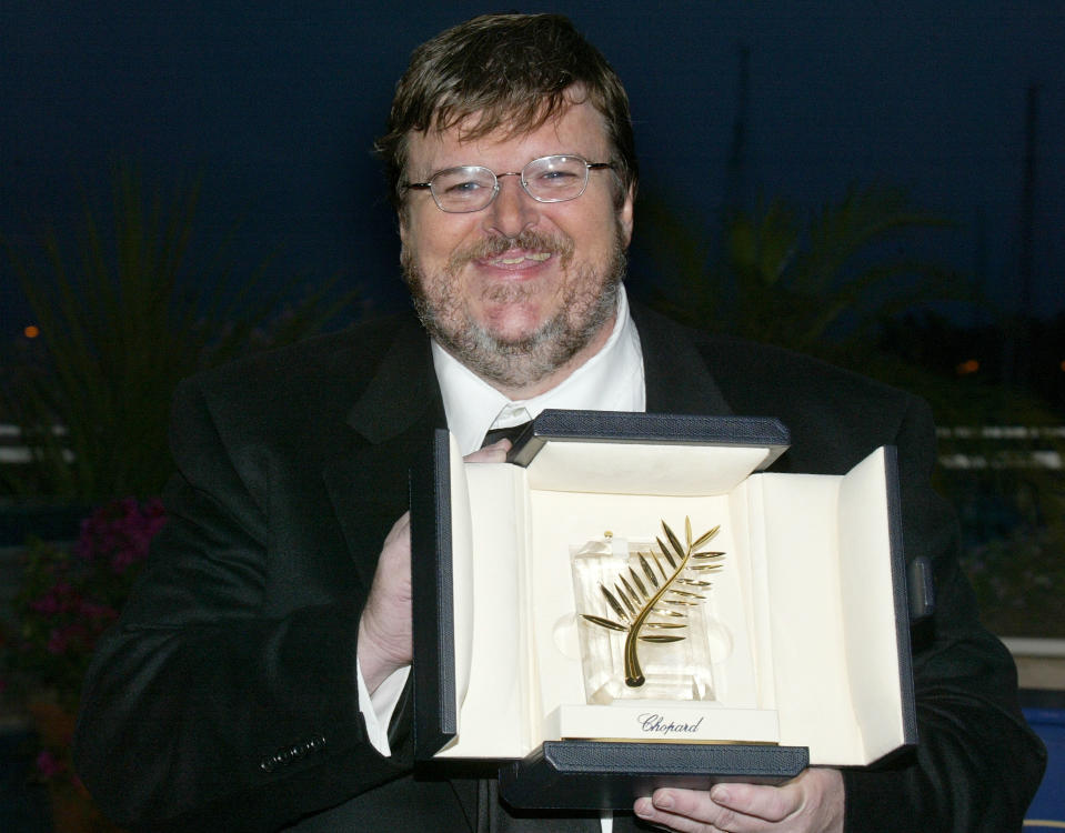 Michael Moore at the 57th Cannes Film Festival in 2004