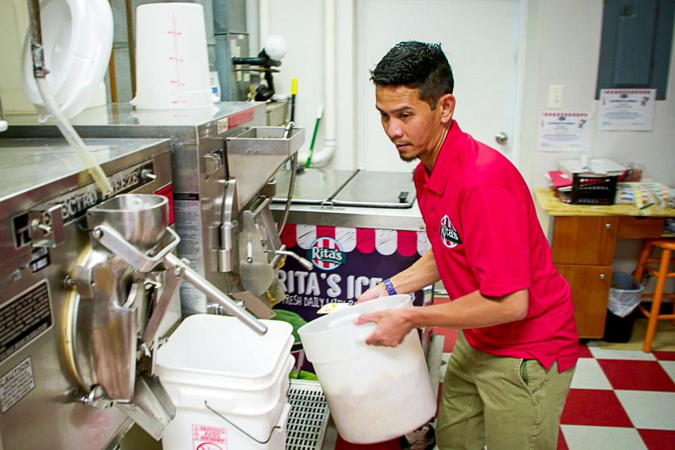 Hezrron Gonzales, owner of the Toms River Rita's Italian Ice franchise, is seen on an episode of "Undercover Boss" on CBS. Photo: Screen Grab/CBS ©2021 CBS Broadcasting, Inc. All Rights Reserved