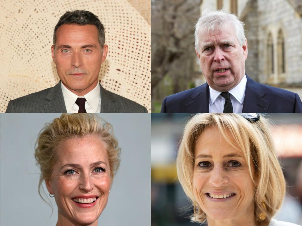 Rufus Sewell, Prince Andrew, Gillian Anderson and Emily Maitlis (Getty)