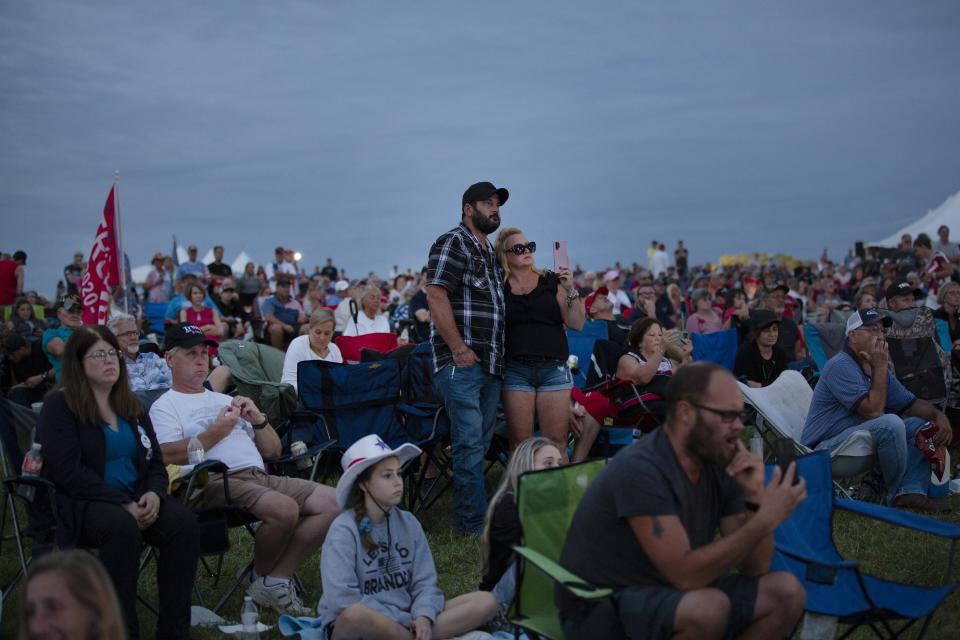 Donald Trump supporters attend the Freedom Fest in Morning View, Ky., on Saturday, Sept. 10, 2022. Donald Trump Jr. spoke to the crowd.