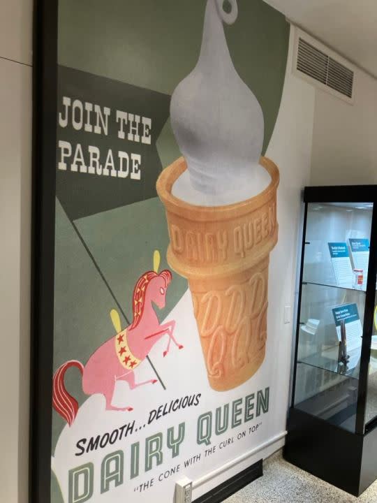 The Putnam exhibit includes a big ad for Dairy Queen, which first opened in 1938 in East Moline.