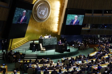 U.S. President Donald Trump addresses the 74th session of the United Nations General Assembly at U.N. headquarters in New York City, New York, U.S.