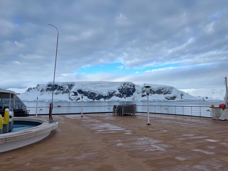 view of glacier from cruise ship deck