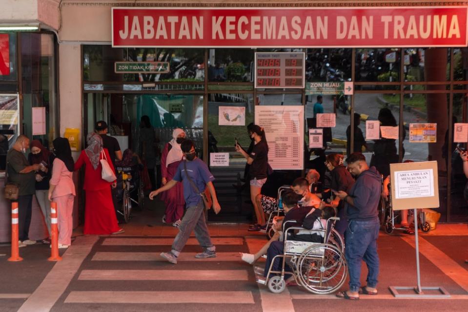 A view of the emergency department of the Kuala Lumpur Hospital during the contract doctors’ strike April 3, 2023. — Picture by Shafwan Zaidon