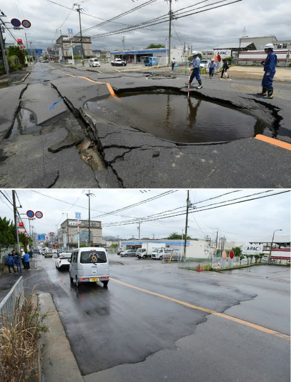 Workers took just a day to repair a road that collapsed in an earthquake that rocked Osaka