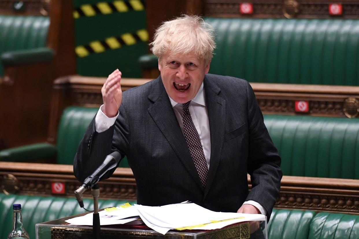 Prime Minister Boris Johnson was forced to defend himself on Wednesday over texts to Sir James Dyson (AFP via Getty Images)