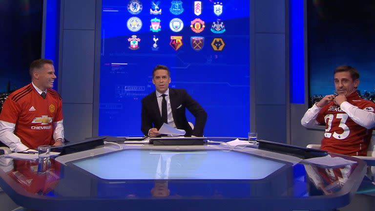 Monday Night Football was heated on Sky Sports as Carragher and Neville were forced to wear shirts of their hated rivals