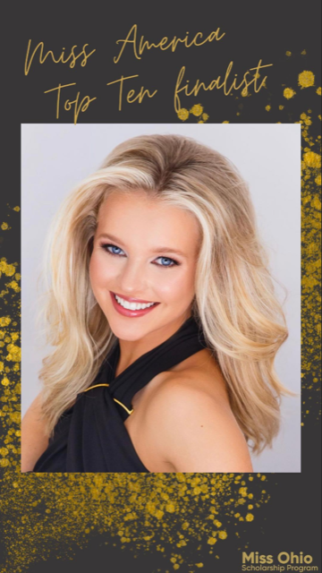 Reigning Miss Ohio Elizabetta Nies of Cincinnati competed at Miss America and placed among the Top 10 semi finalists.