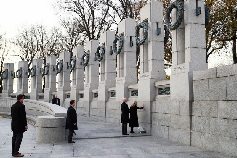 U.S. President Joe Biden and First Lady Jill Biden visit World War Two Memorial Site, in Washington