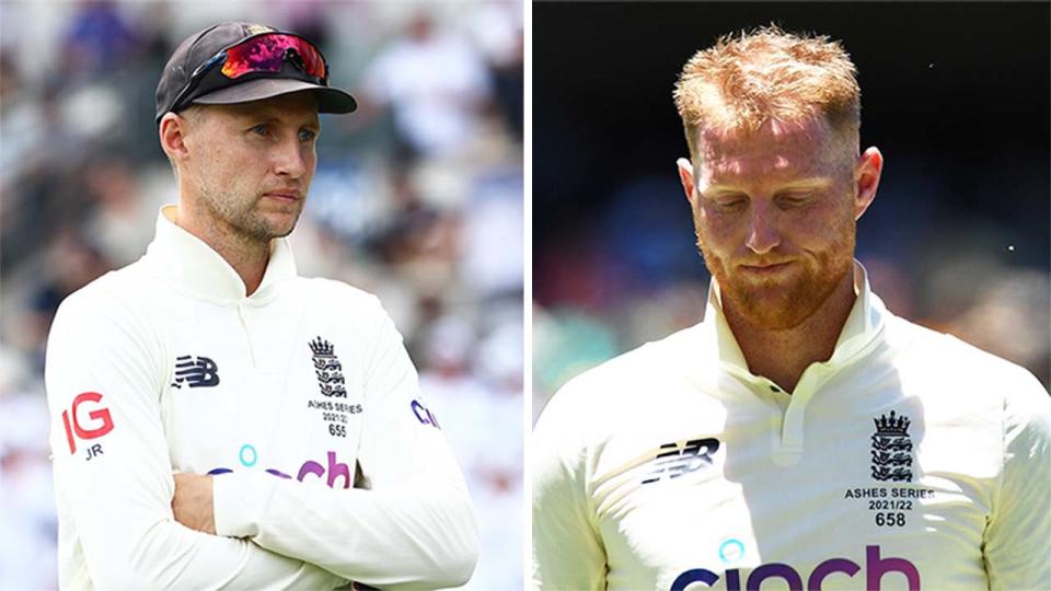 Ben Stokes (pictured right) after bowling and Joe Root (pictured left) after the match.
