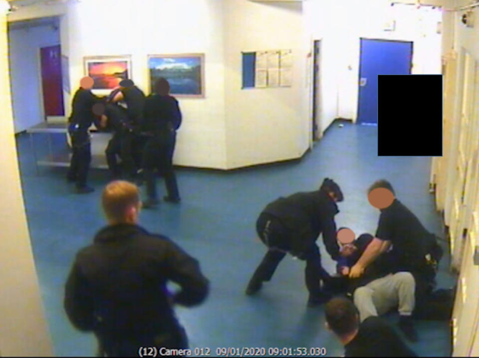 CCTV of the aftermath of the attack by Brusthom Ziamani and Baz Hockton on prison guard Neil Trundle. (PA)