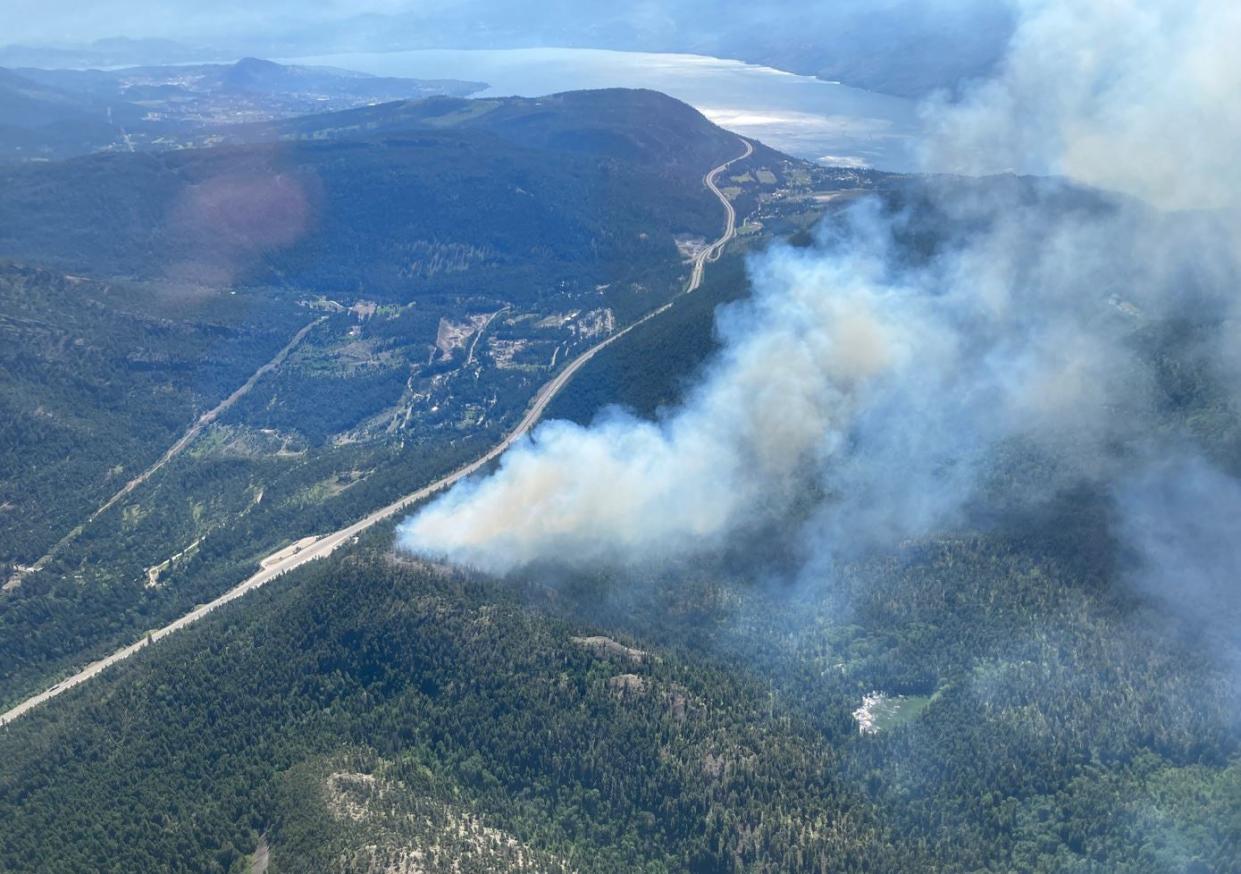 Aerial view of the Pigeon Creek wildfire near Peachland, British Columbia, Canada (BC Wildfire Service/AFP via Gett)