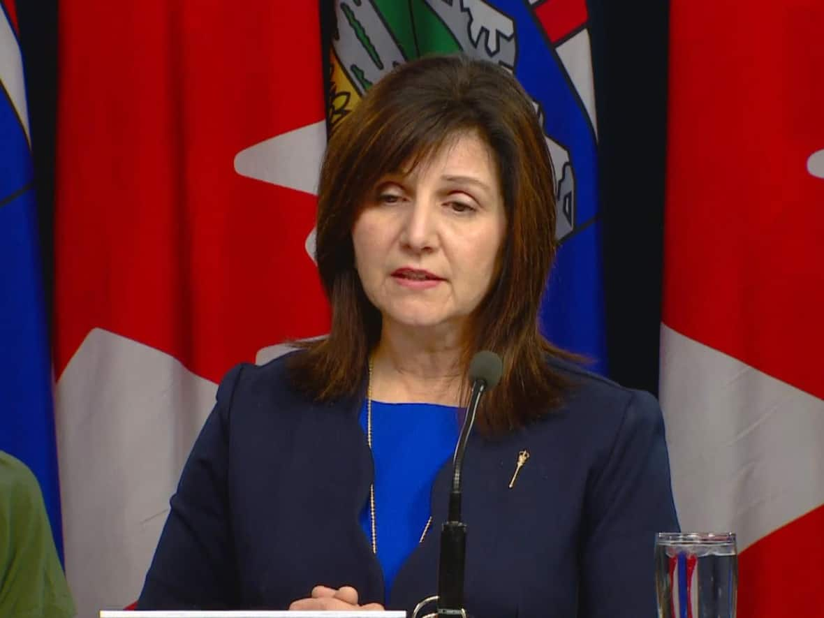 Education Minister Adriana LaGrange said the decision will reduce the burden on students while still giving them valuable exam writing experience. (Scott Neufeld/CBC - image credit)