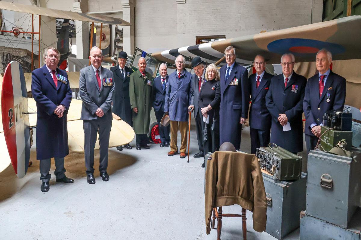 Veterans gathered at the Boscombe Down Aviation Collection to commemorate servicemen who flew Taylorcraft Austers and later aircraft for the air observation post (AOP) and Army Air Corps (AAC), scouting targets for ground artillery. <i>(Image: Spencer Mulholland)</i>