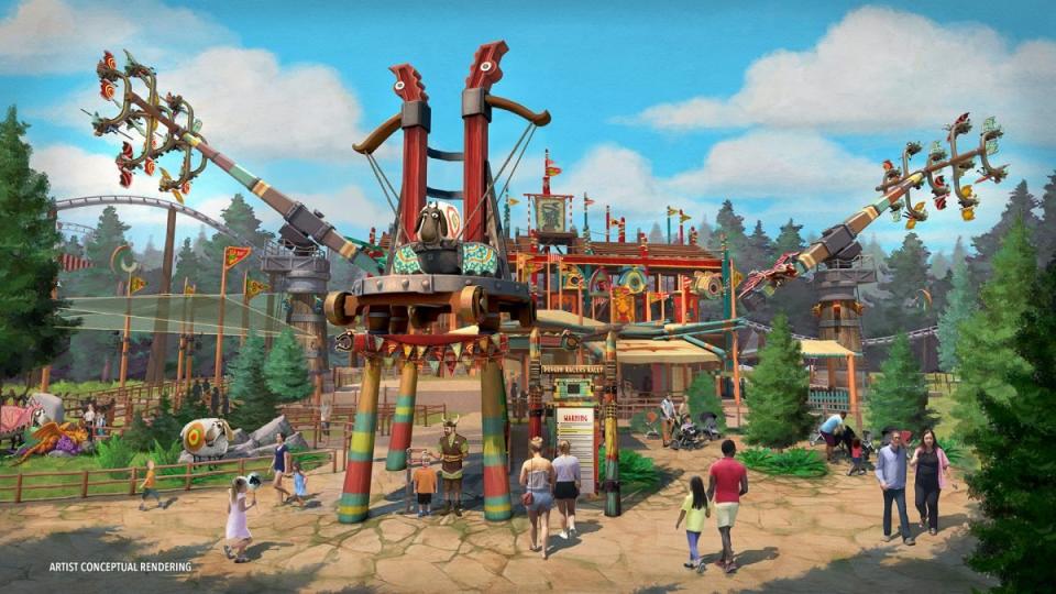 Official artwork for Unviversal Epic Universe's How to Train Your Dragon - Isle of Berk amusement park world