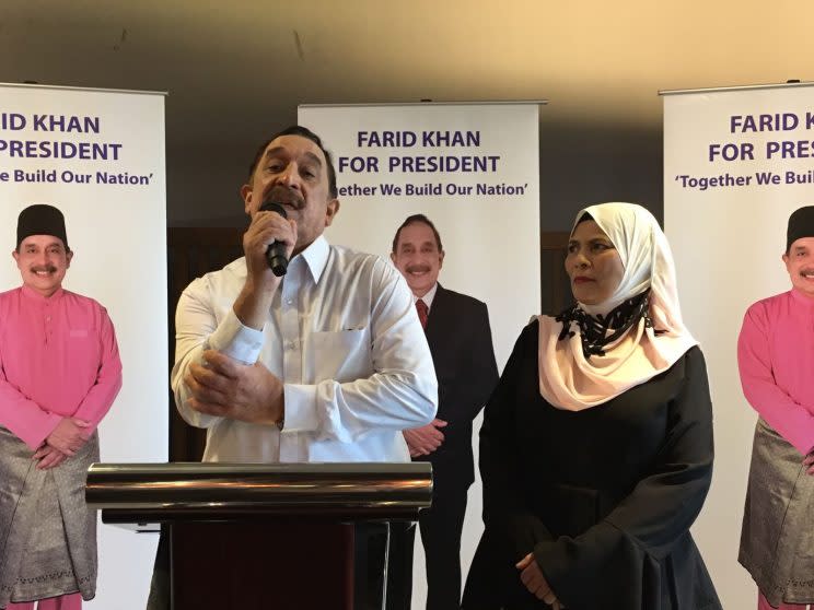 Farid Khan with his wife Naeemah Shaikh Abu Bakar. (PHOTO: Yahoo News Singapore)