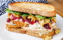 <p>If you're looking for a tried-and-true classic the day after Thanksgiving, you can never go wrong with a leftover <a href="https://www.goodhousekeeping.com/holidays/thanksgiving-ideas/g29107332/turkey-sandwich-recipes/" rel="nofollow noopener" target="_blank" data-ylk="slk:turkey sandwich;elm:context_link;itc:0;sec:content-canvas" class="link ">turkey sandwich</a>.</p><p><a href="https://www.delish.com/cooking/recipe-ideas/a25103566/thanksgiving-sandwich-recipe/" rel="nofollow noopener" target="_blank" data-ylk="slk:Get the recipe from Delish »;elm:context_link;itc:0;sec:content-canvas" class="link "><em>Get the recipe from Delish »</em></a></p>