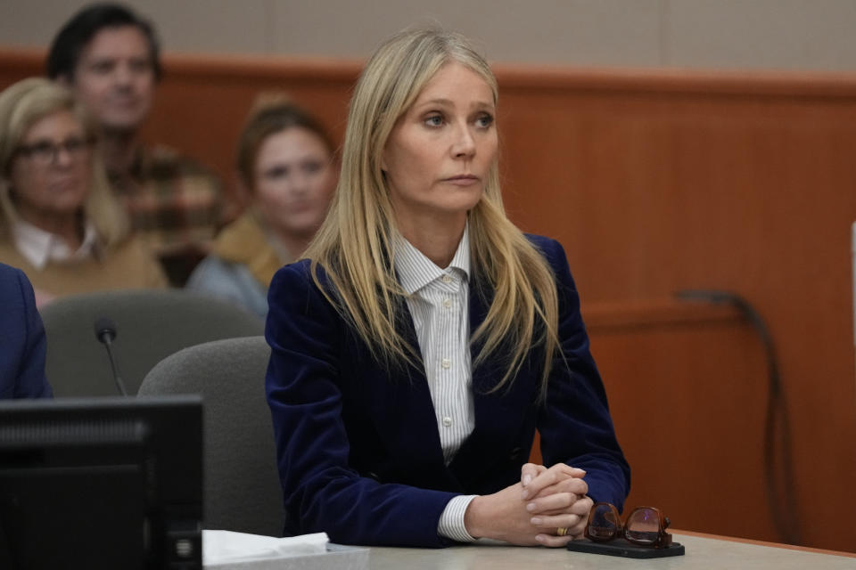 Gwyneth Paltrow reacts as the verdict in her trial is announced, Thursday, March 30, 2023, in Park City, Utah. Paltrow won her court battle over a 2016 ski collision at a posh Utah ski resort after a jury decided Thursday that the movie star wasn’t at fault for the crash. (AP Photo/Rick Bowmer, Pool)