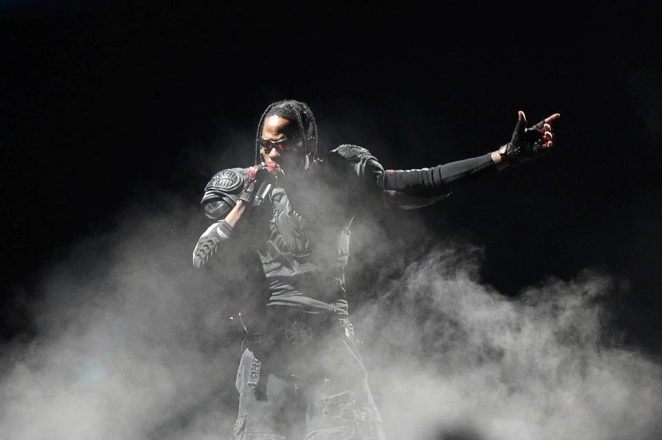 Travis Scott performs during the "Circus Maximus" tour at SoFi Stadium in Inglewood, Calif. on Nov. 5, 2023. Press photography was prohibited at Scott's Fiserv Forum concert in Milwaukee on Wednesday.