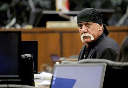 Terry Bollea, aka Hulk Hogan, sits in court during his trial against Gawker Media, in St Petersburg, Florida March 17, 2016. REUTERS/Dirk Shadd/Tampa Bay Times/Pool via Reuters/Files