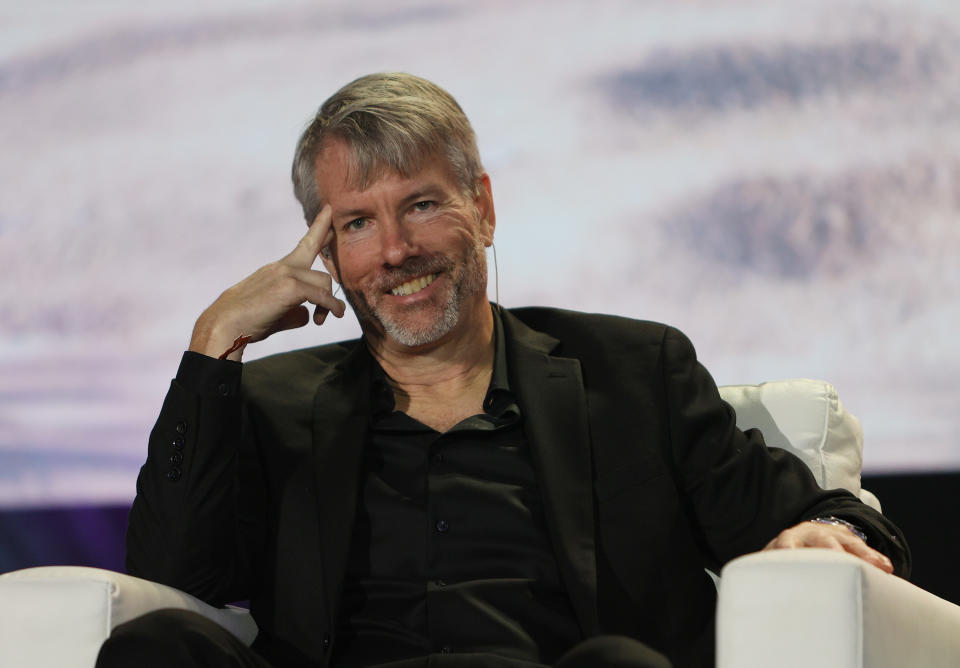 MIAMI, FLORIDA - JUNE 04:  MicroStrategy CEO Michael Saylor  speaks at the Bitcoin 2021 Convention, a crypto-currency conference held at the Mana Convention Center in Wynwood on June 04, 2021 in Miami, Florida. The crypto conference is expected to draw 50,000 people and runs from Friday, June 4 through June 6th.  (Photo by Joe Raedle/Getty Images)