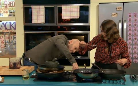 Olia Hercules cooking her Blackberry sauce on Channel 4's Sunday Brunch - Credit: Channel 4