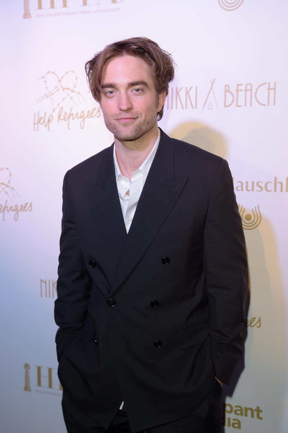 CANNES, FRANCE - MAY 19: Robert Pattinson attends the HFPA & Participant Media Honour Help Refugees' during the 72nd annual Cannes Film Festival on May 19, 2019 in Cannes, France. (Photo by Antony Jones/Getty Images)