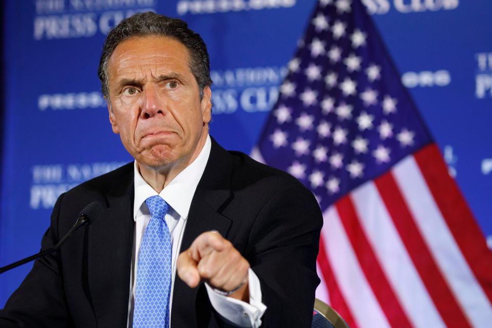 FILE - In this Wednesday, May 27, 2020, file photo, New York Gov. Andrew Cuomo speaks during a news conference, at the National Press Club in Washington.