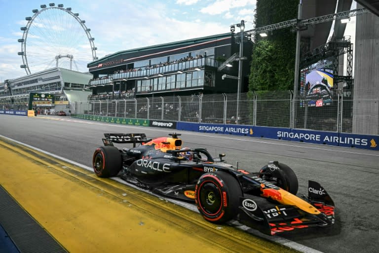 Red Bull Racing's Dutch driver Max Verstappen drives during the third practice session ahead of the Formula One Singapore Grand Prix (Lillian SUWANRUMPHA)