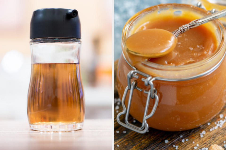 container of fish sauce canister of caramel