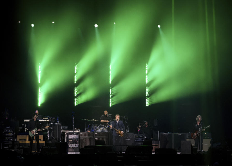 Paul McCartney performs during his "Got Back" tour Thursday, June 16, 2022, at MetLife Stadium in East Rutherford, N.J. (Photo by Christopher Smith/Invision/AP)