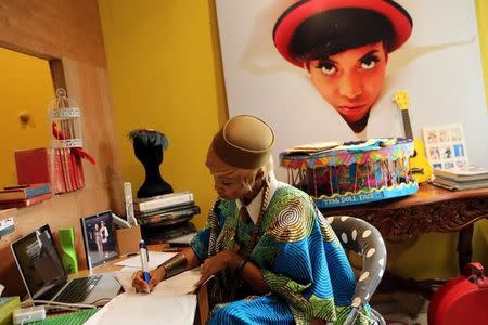 Singer Temi Dollface works in her studio in the Ikeja district of Lagos, Nigeria, May 18, 2016. REUTERS/Joe Penney