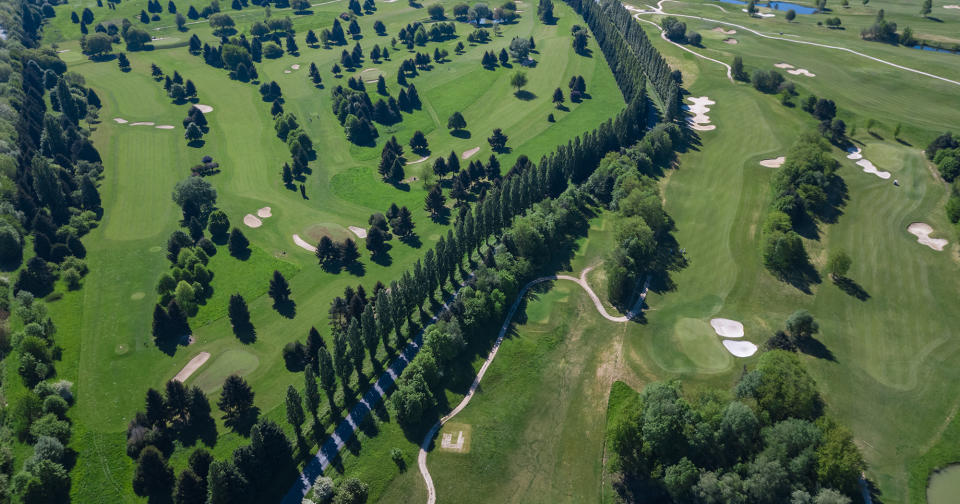 Drone view of a golf course